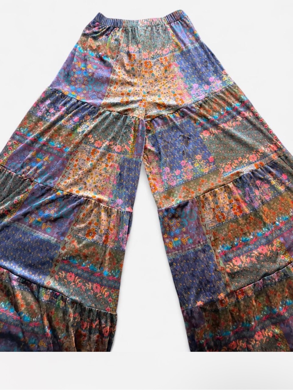 NATURAL LIFE Patchwork Floral Velvet Trousers - Purple, Blue, Orange, Pink - Picture 2 of 4